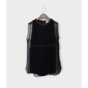Brunello Cucinelli Silk top blouse designer Black Monili Trim Size S